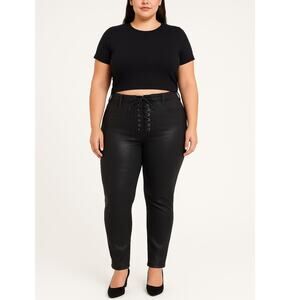 J Brand x Steph Shep Maria Coated Vendetta Lace-Up Jeans Black Size 32 NWT